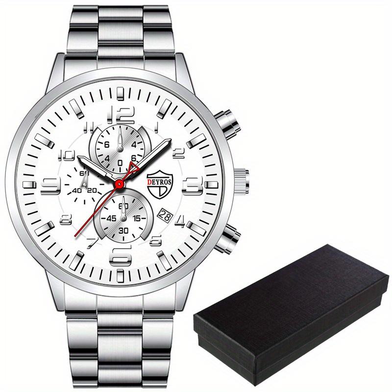 Wathes for Mens Fashion Business Stainless Steel Quartz Wristwatch Male Casual Sports Calendar Watch Luminous Clock