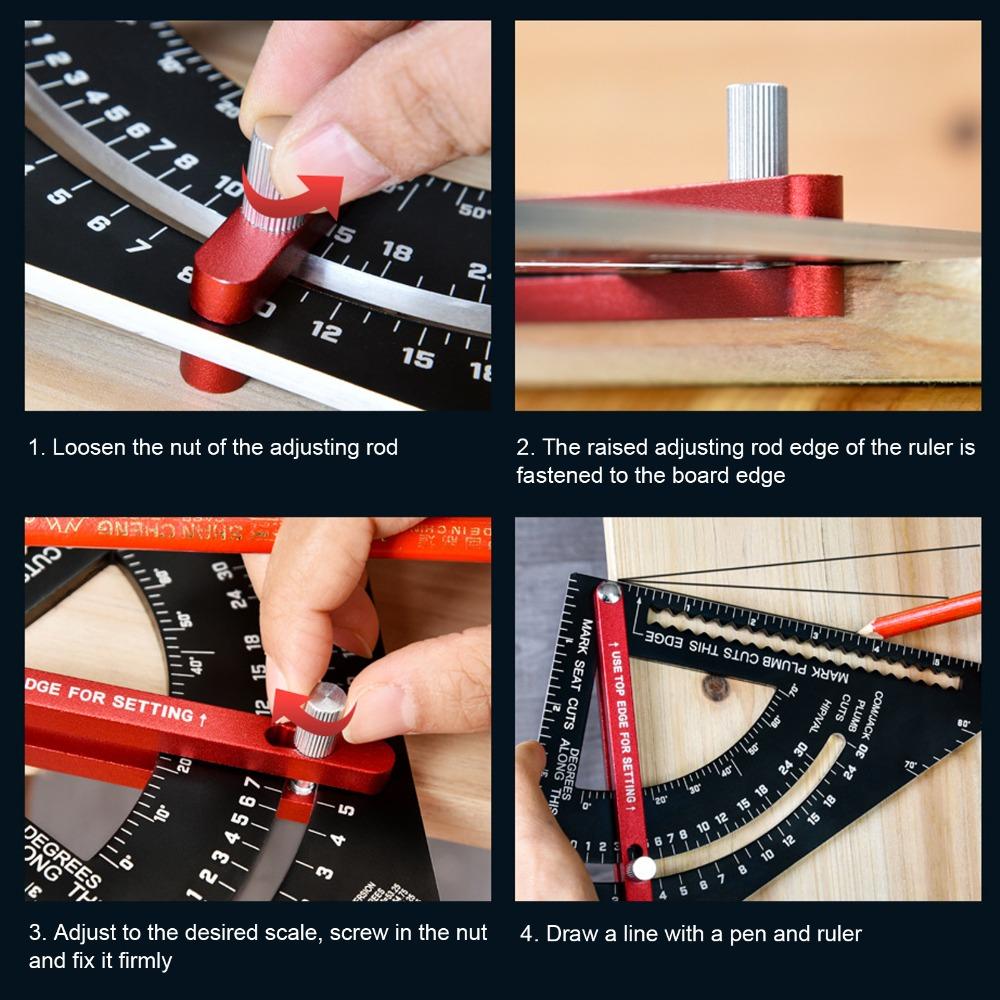 Adjustable Angle Woodworking Triangle Ruler 7 Inch Adjustable Rafter Framing Square Framing