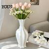 Unique Housewarming Gift 3D Printed Minimalist Vase with Wavy Rim, Modern Flower Vase, Decorative Floral Arrangement Holder for Flowers & Artificial
