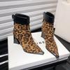 Designer Women High Heel Modern Ankle Boots Fashion Pointed Toe Leopard Short Booties Autumn Winter Women's Casual Shoes