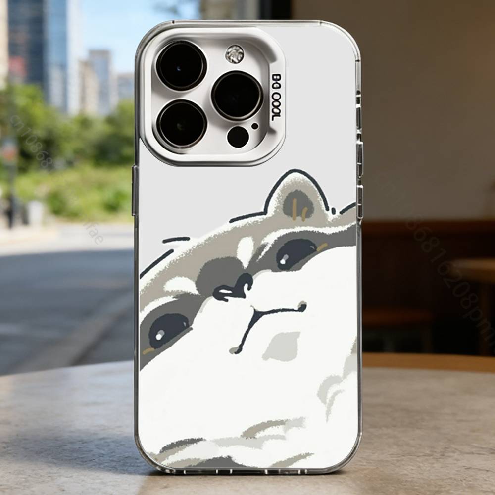 

Cute Little Animal Raccoon Hard Phone Case for IPhone 17 16 15 14 13 12 11 Pro Max Plus16E X XR XS Max shockproof Full Cover iPhone17Pro
