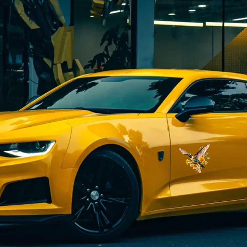 5 Styles Birds Car Stickers 6.1x5.83 Inches Hummingbird Vinyl Decals Beautiful Vibrant Colored Bird Flower Plastic Decoration Decals for Auto Cars