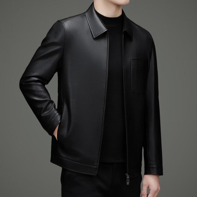 ROMON Men's Casual Faux Leather Jacket