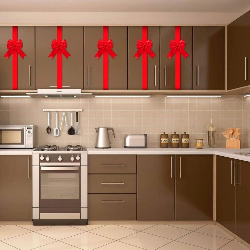 Versatile Festival Bowknot Decoration For Hanging On Doors Wall And Cabinets Polyester Christmas Accent