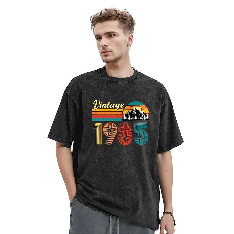 1985 Vintage T Shirt Birthday Anniversary Hip Hop T-Shirts Short Sleeve Cotton O-Neck Big Size Top Tees