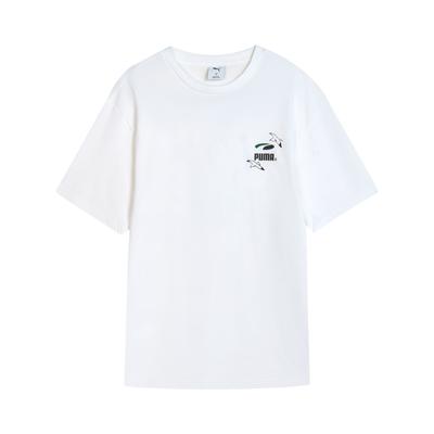 Puma Ss25 Ss Gf Tee Paro Fashion Print Pattern Crew Neck Pullover Short Sleeve T-Shirt Unisex Tops White 631253-02