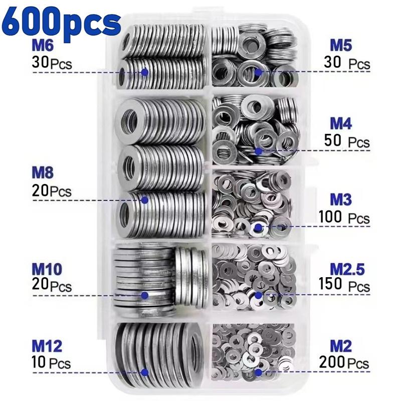 Cross-Border Flat Washers & O-Rings Sealing Gasket Set (100/200/400/600 Pieces)