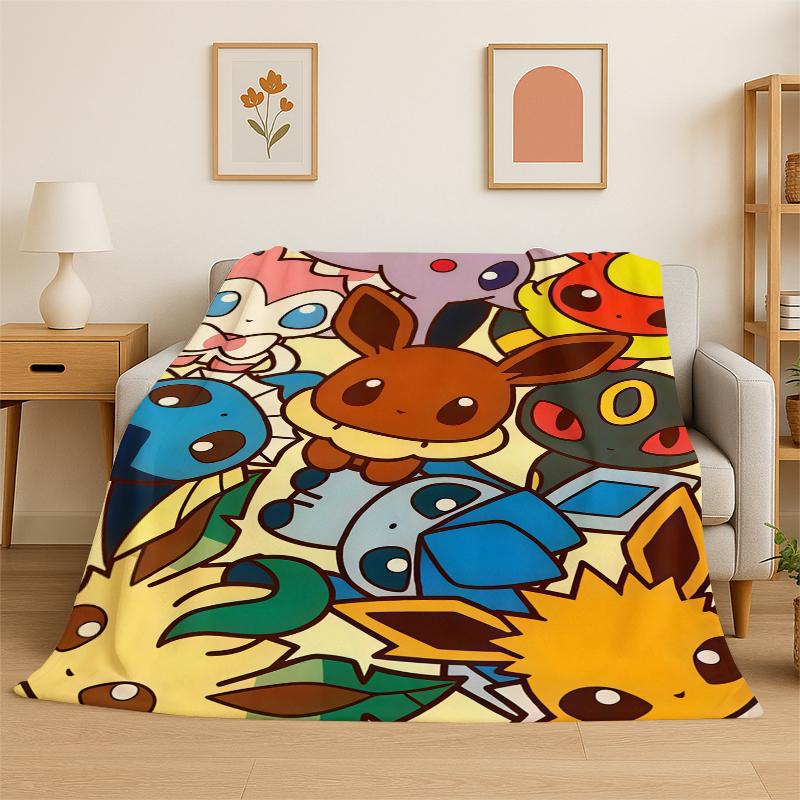 Roztomilý Pokemon Pikachu Kreslená flanelová deka Měkká teplá přehozová deka do ložnice obývacího pokoje postele cestování kempování piknik pro děti