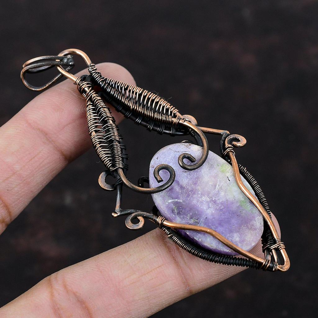 Lepidolite Pendant Copper Wire Wrapped Pendant Gemstone Jewelry Designer Pendant Gift For Engagement Copper Jewelry Handmade Antique Pendant