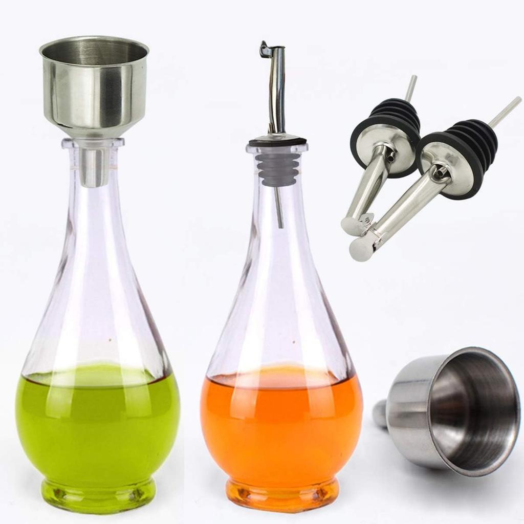 2PC Olive Oil Bottle Pourer Spout Set Easily Turn Your Bottles Into Dispensers for Liquor, Vinegar, Syrup or Oils .
