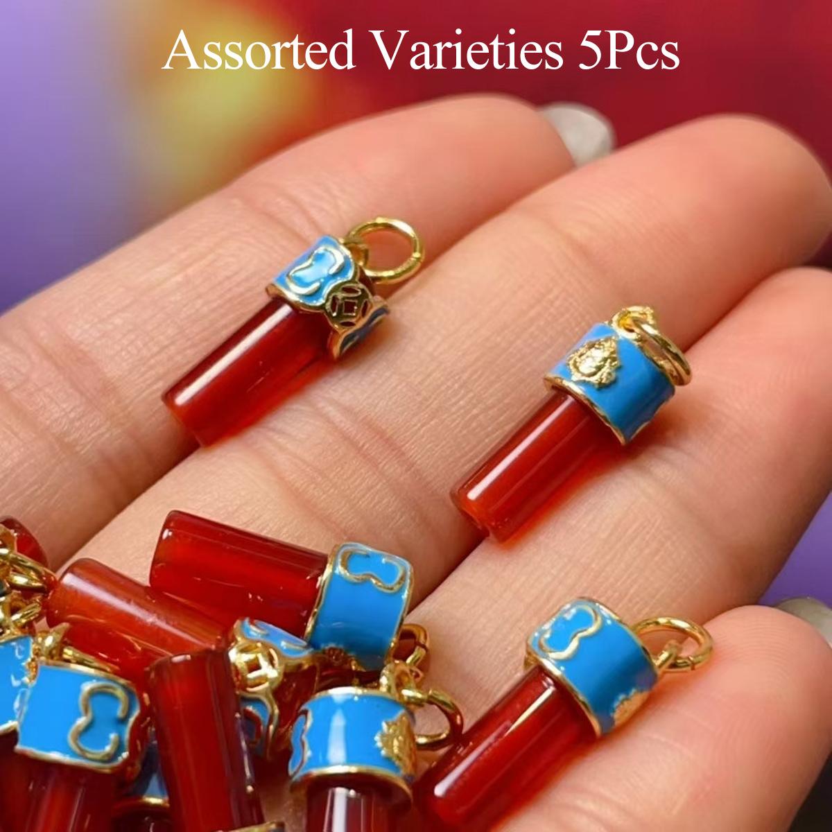 

5 шт., Подвеска-монета Красный Агат Желтый Бог Богатства, Позолоченная Эмаль Тибетский Этнический Стиль, Удача Фортуна DIY Ожерелье Ювелирный Шарм 15×6,5мм 5Pcs/15×6.5mm красный