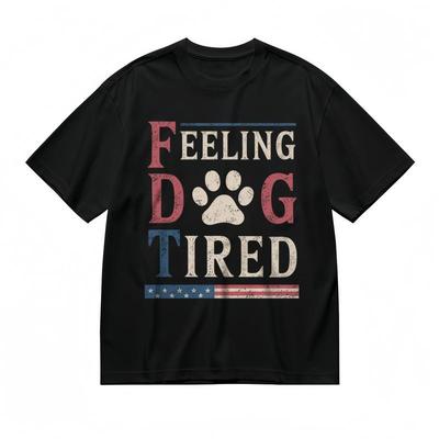 Men's Comfy Slight Stretch Classic T-Shirt Distressed Feeling Dog Theme Art Tee