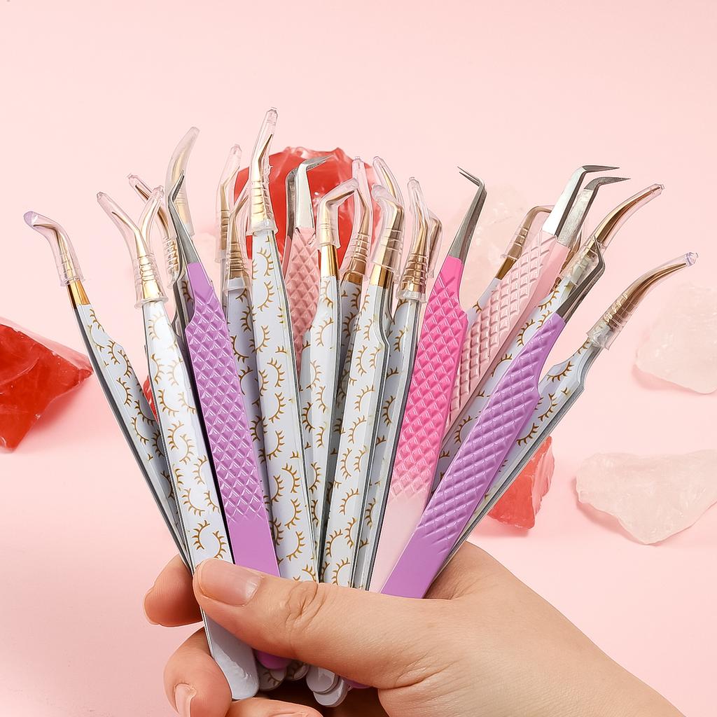 New Design Stainless Steel Make Up Tool Eyelash Extension Tweezers Professional Volume Eyelashes Tweezers Volume Lash Tweezers