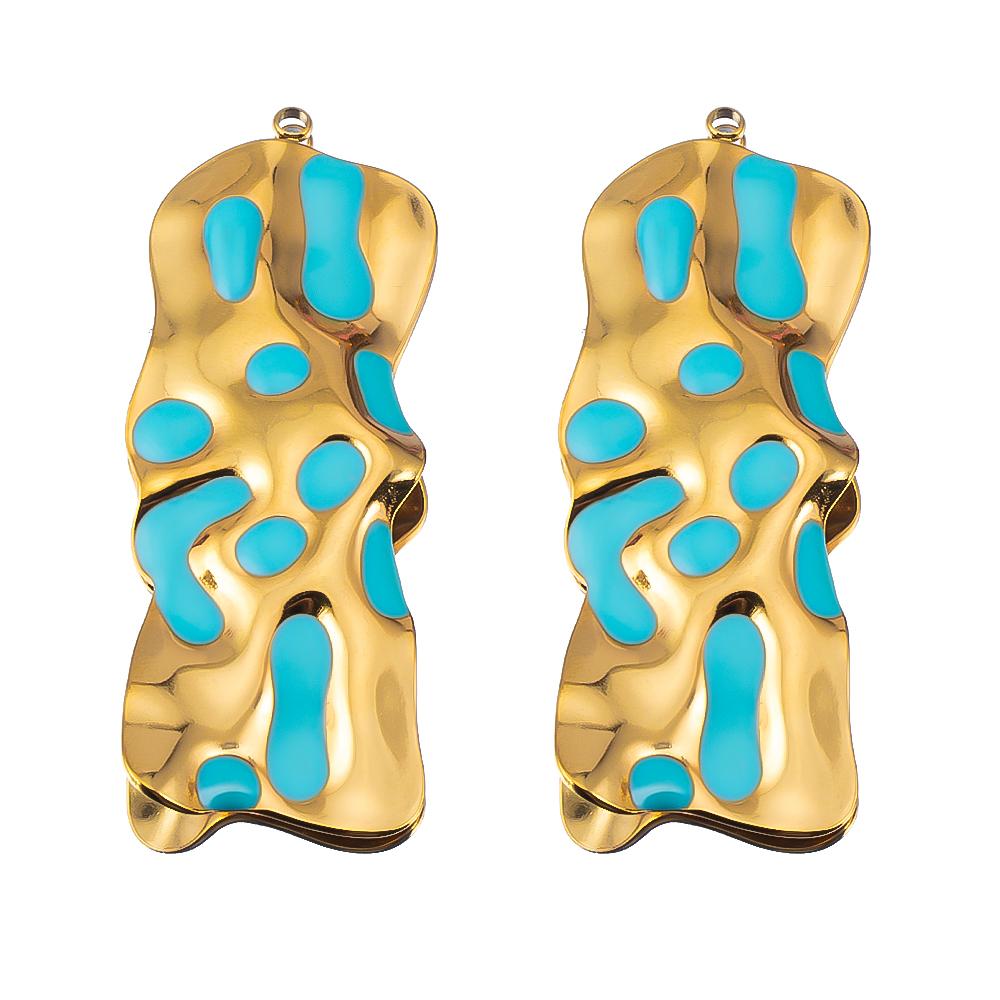 2pcs Stainless Steel Blue Enamel Marine Anklet Charms Bohemia Pendant Base for DIY Earrings Necklaces Vacation Jewelry Findings