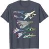 F14 Tomcat Gevechtsvliegtuigen Grafische Print Katoenen Crewneck T-shirt Voor Mannen