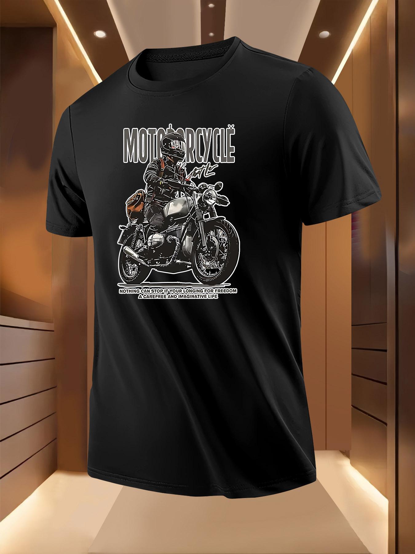 Motorcycle Rider Graphic Tshirt - Black Casual Summer Tee... S