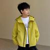 Kids' 2026 Spring Boys' Trendy Korean-Style Zipper Hooded Windbreaker Jacket for Mountaineering
