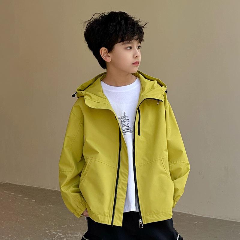 

Kids 2026 Spring Boys Trendy Korean-Style Zipper Hooded Windbreaker Jacket for Mountaineering 120 cm