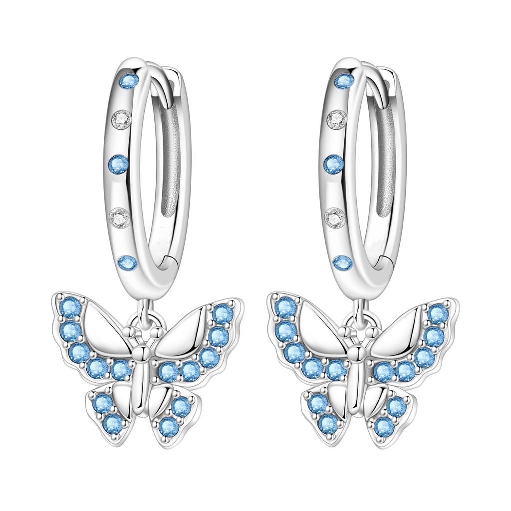S925 Silver Exquisite Butterfly Hoop Earrings With Sparkling Zircon Dragonfly Design Elegant And Versatile Accessory