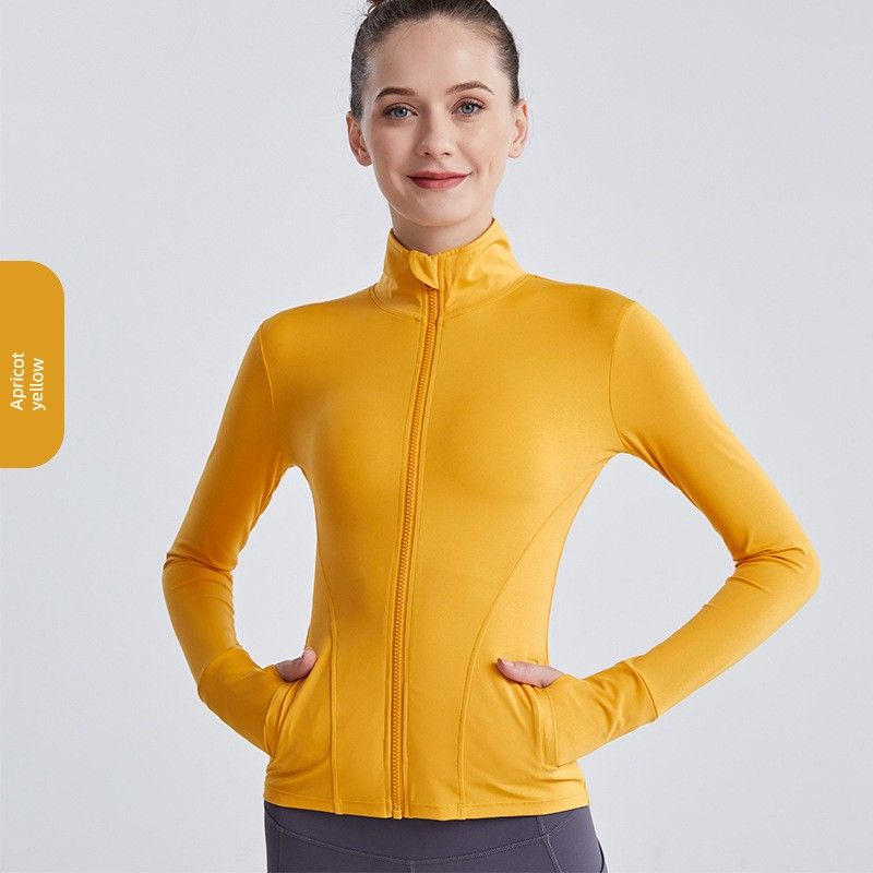 

Черная куртка на молнии для тренировок, бега, спорта, йоги Apricot yellow Outwear L