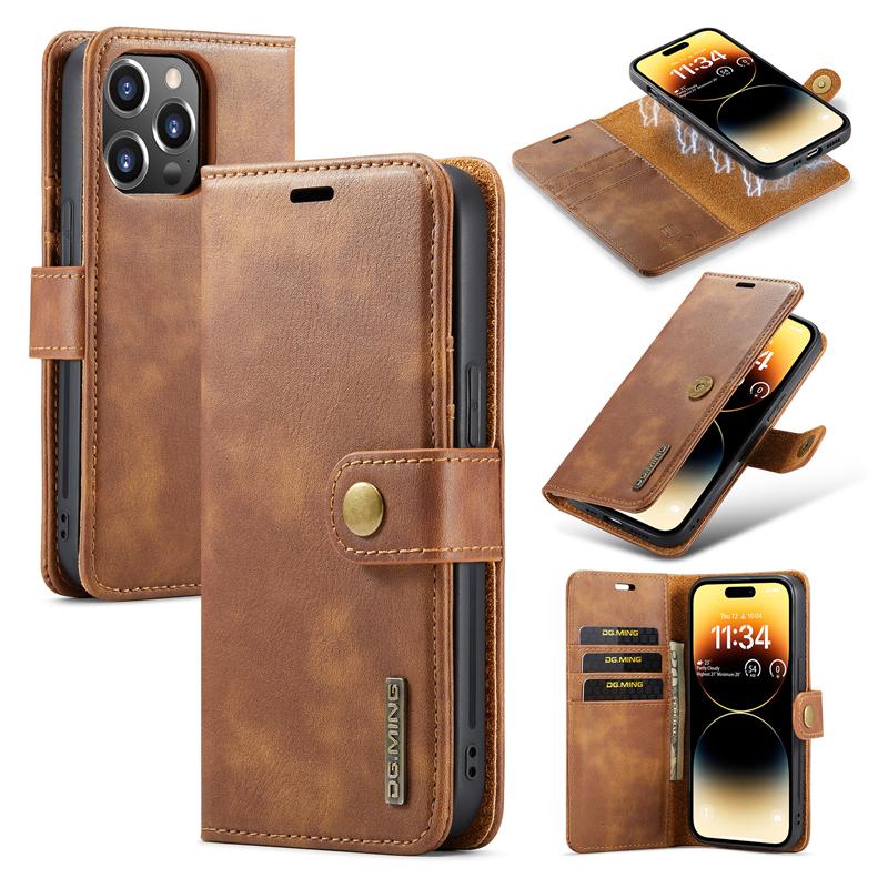For iPhone 15 14Pro Max 13 12 11 Pro Max Plus XS X XR Deluxe Removable Magnetic Wallet Flip Cover Cell Phone Leather Case