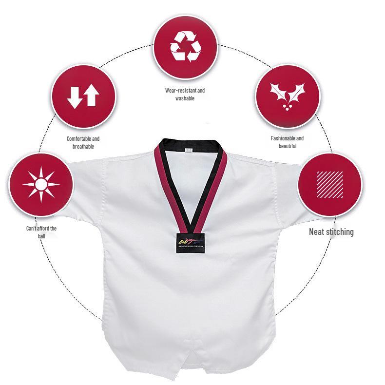 Children's Taekwondo Dobok: Breathable, White, Long-Sleeved Set for Martial Arts Training and Competition - Suitable for Spring and Autumn.