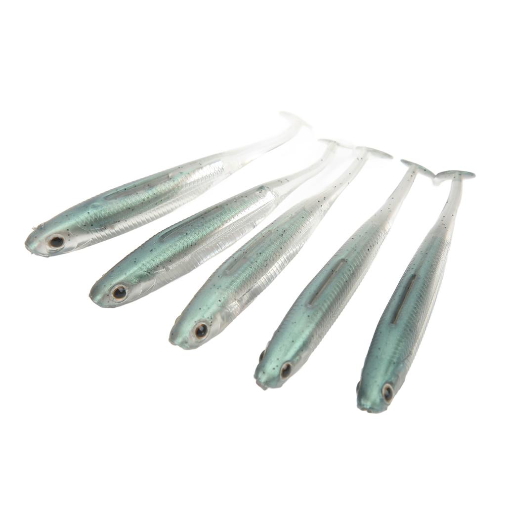 5Pcs Simulated Soft Fish Bait 3D Eyes Environmentally Friendly Silicone Artificial Fish Lure Green