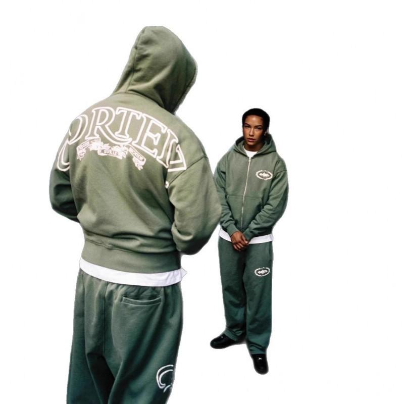 Corteiz Bluza z kapturem i spodnie dresowe Streetwear Zestaw Luźny krój Codzienny dres Damski