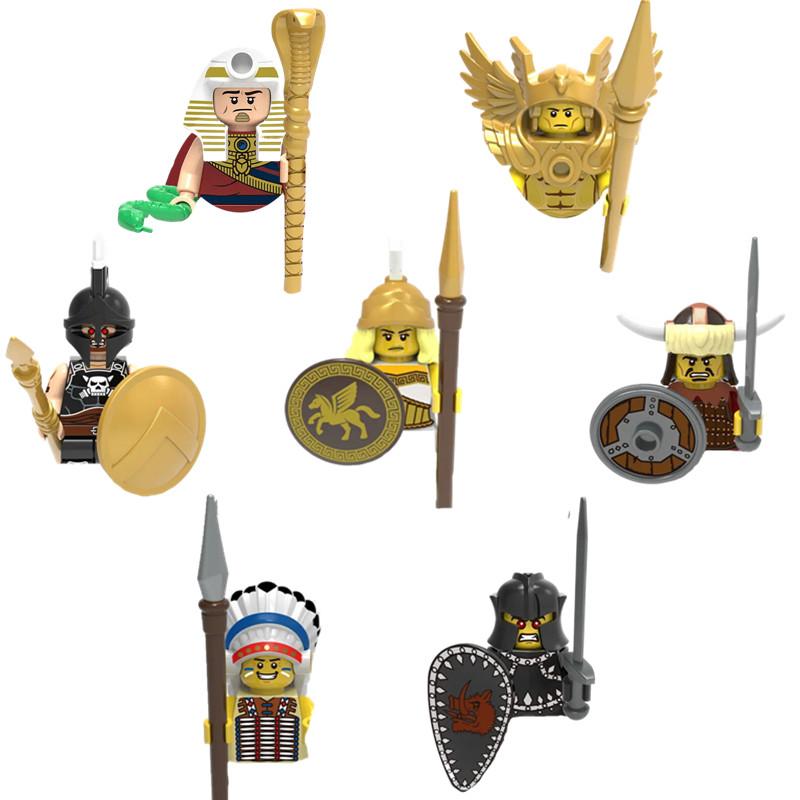 Medieval Military War Soldier Doll Building Block Spartan Soldier Crusader Roman Knight Weapon Sword Helmet Children's Toy Gifts