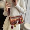 Colorful Fringe Shoulder Bag Tassel Ethnic Style Crossbody Bag Portable Large Capacity Bag  Outdoor