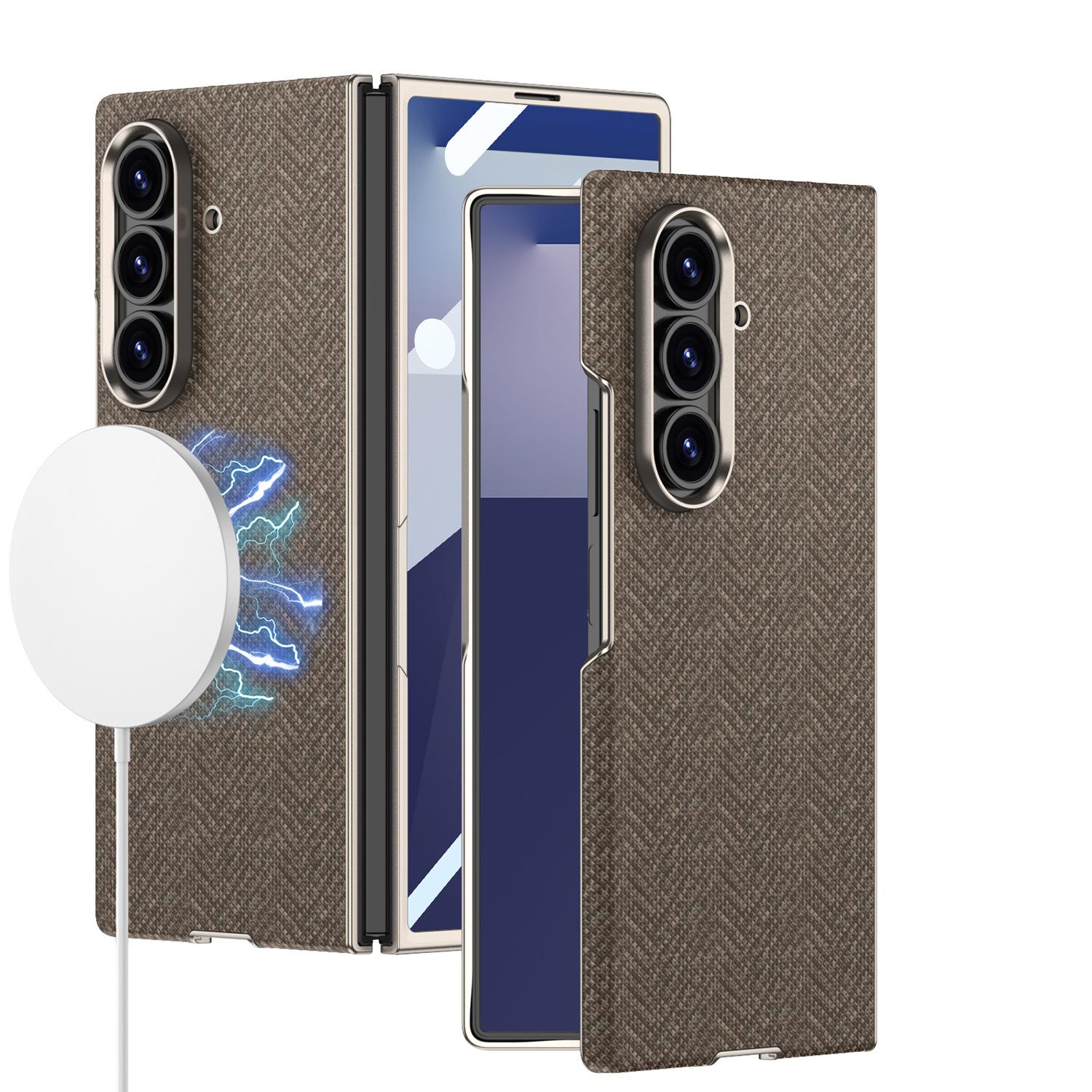 

Подходит для мобильного телефона Samsung Zfold7 со складным экраном, модный брендовый чехол, кожаный чехол с изогнутыми краями, интегрированный защитный чехол с пленкой SM-Fold7