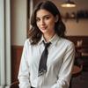 Preppy Elegant Pearl Tassel Long Tie Women Shirt Decorative Accessory for Office School Uniformed Events