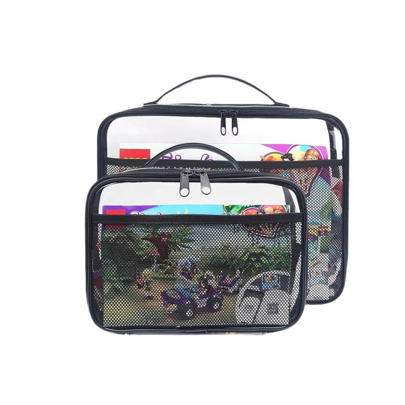 Large Capacity Pvc Transparent Mesh Storage Bag Zipper Bag Waterproof Makeup Storage Bag Portable Toy Organizer Packaging Bag