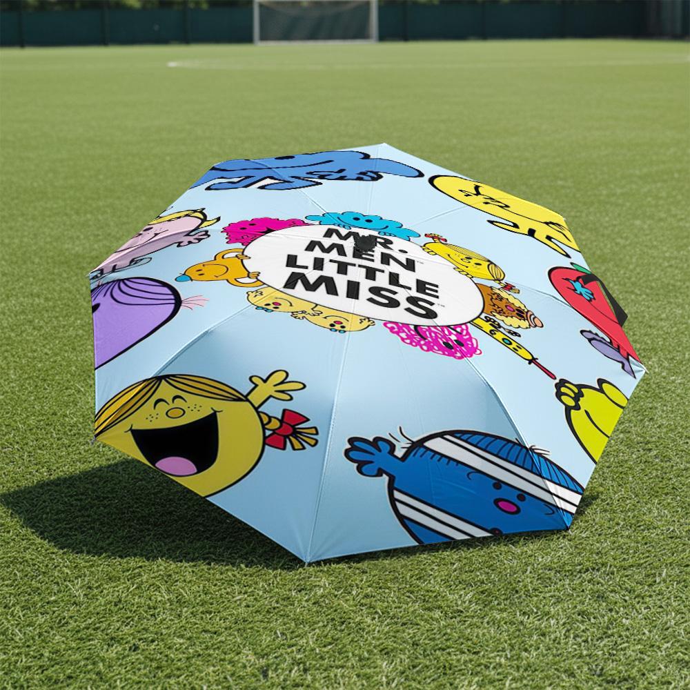 

1 PC Automatic Folding Umbrella- Mr.Men Little Miss Pattern, Portable & Foldable Design with 8 Ribs, Christmas Birthday Gifts