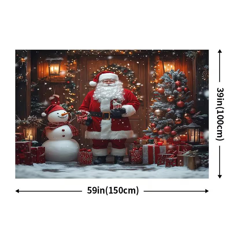 2D Weihnachts-Weihnachtsmann & Schneemann Kulisse Weihnachtsbaum Geschenk Fotografie Hintergrund