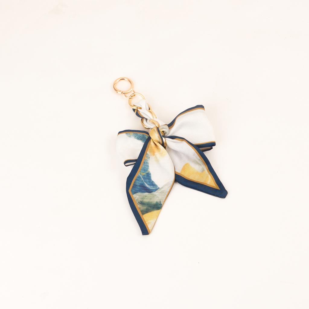 Women's Ribbon Bow Fashion Weaving Silk Scarf Keychain Pendant Keyring Charm Bag Car Keychain Keychain Accessories