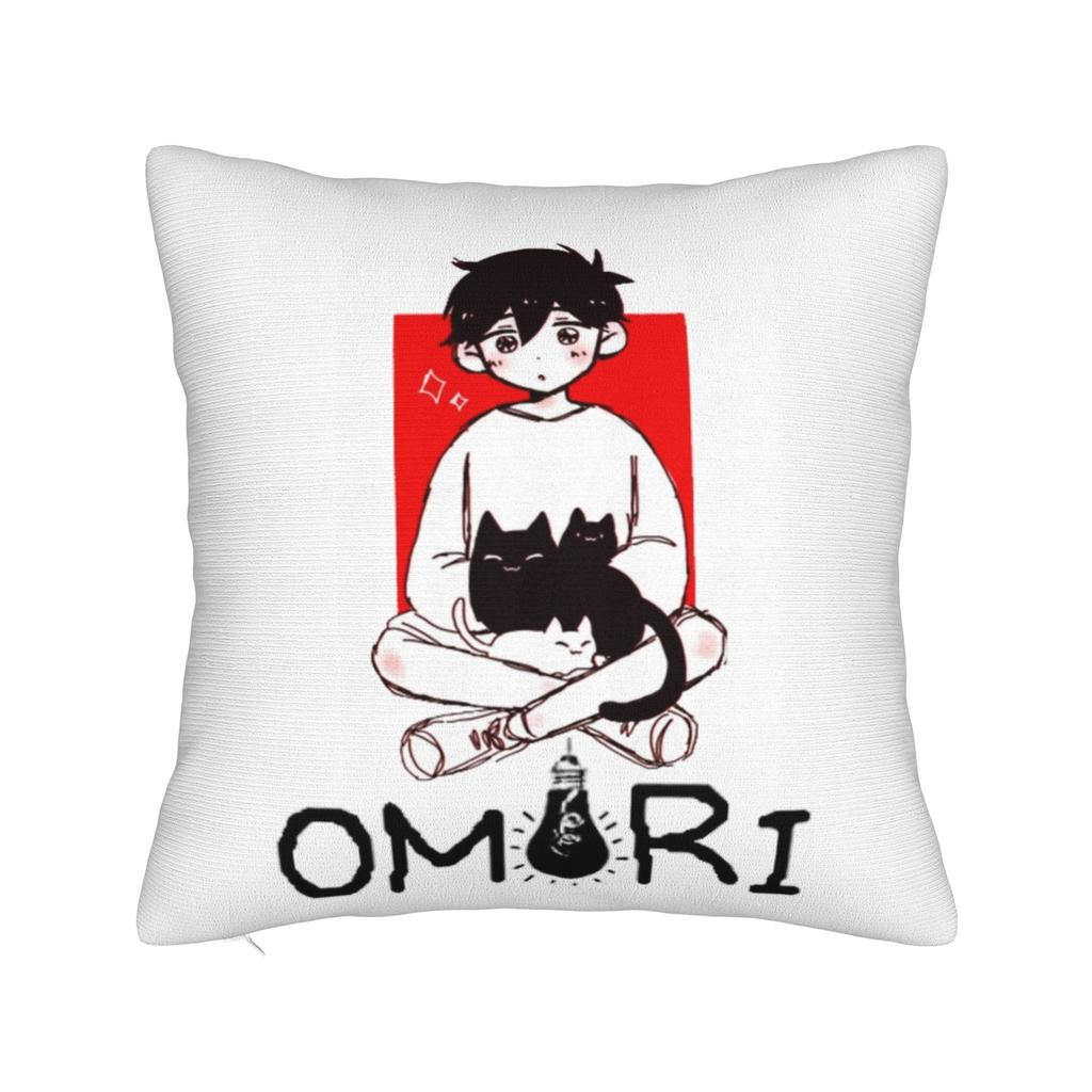 Omori Anime Game Square Pillow Case Basil Aubrey Cushion Covers Awesome Zipper Decorative Pillowcase for Living Room 4545cm