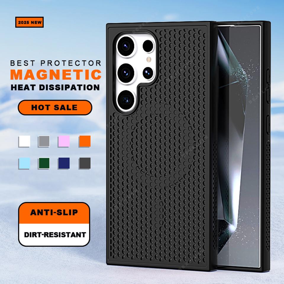 Heat Dissipation Magnetic Phone Case for Samsung Galaxy S22 S23 S24 S25 Ultra Plus S23FE Matte Magsafe Charging Shockproof Cover