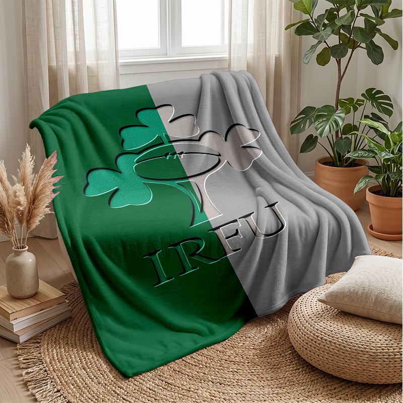 Coperta in Flanella Pile Rugby Irlanda Coperta Calda e Accogliente per Divano Letto Viaggio Uso in Tutte le Stagioni