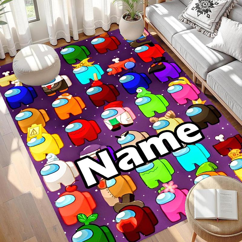 Custom Name Personalized Among Us Print Carpet, Versatile Home Decor Rug, for Playroom, Apartment, Balcony, Entryway, Hallway Gift