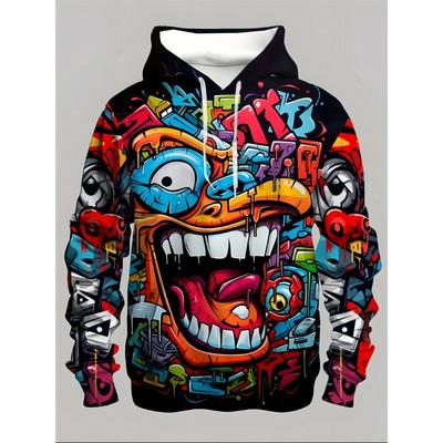 Moletom Masculino da Moda Estampado em 3D Moletons Primavera e Outono Street Casual Moletom de Menino Top Feminino Oversized Roupa