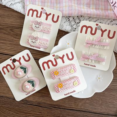 2 Stück Rosa Haarnadeln Stoff Spitze Schmetterling Baby Mädchen BB Clip Pony Haarnadel Stickerei Niedlich Kinderhaarnadel Haarspangen Kopfschmuck