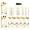 Gold Color Stainless Steel Flatware Set 90pcs Cutlery Set Dinner Spoon Fork for 18people Mirror Polish