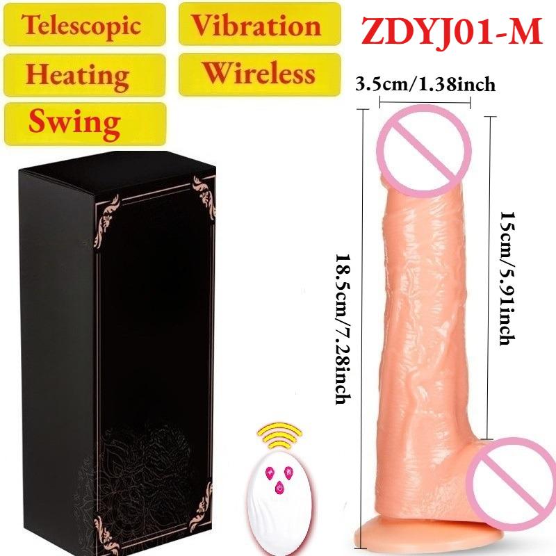 Thrusting Telescopic Realistic Dildo with Suction Cup Heating Swing Sex Toys Vibrator Masturbators Vagina Anal Massager Gode 18+