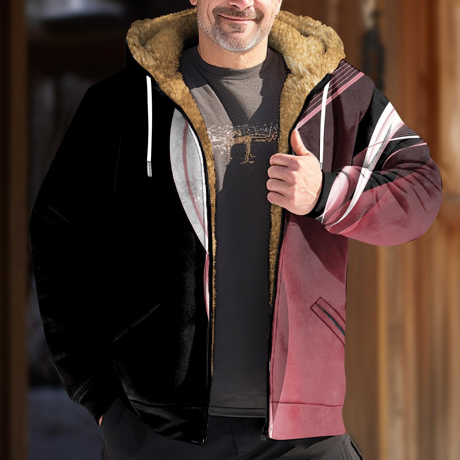 

Чоловіча куртка з принтом у стилі ретро. Чоловіча куртка з капюшоном на блискавці в повсякденному стилі весни та осені червоний