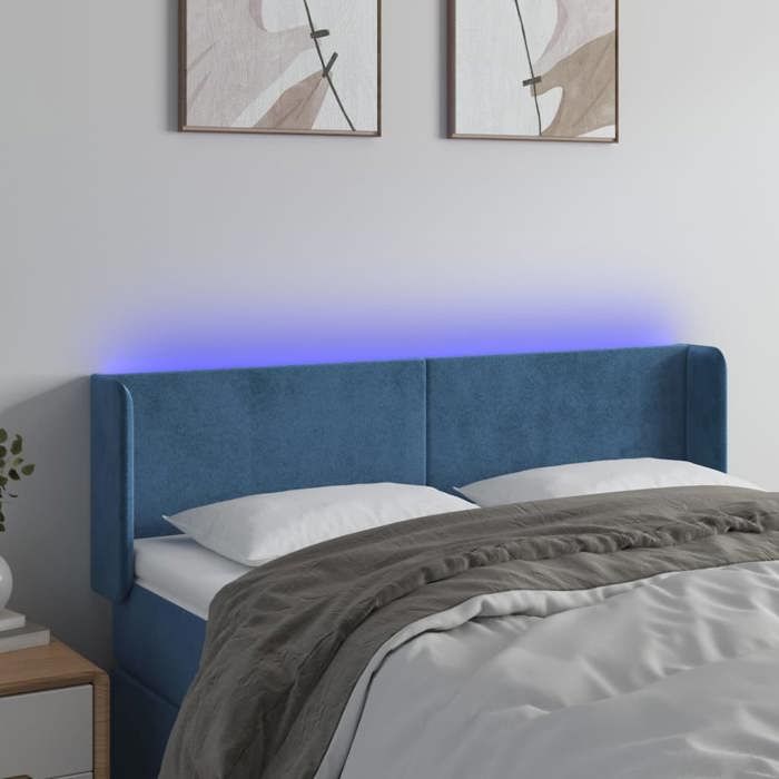VidaXL Tête de Lit à LED Meuble de Chambre à Coucher Accessoire de Lit Double Tête de Cadre de Lit Intérieur Bleu Foncé 3123008