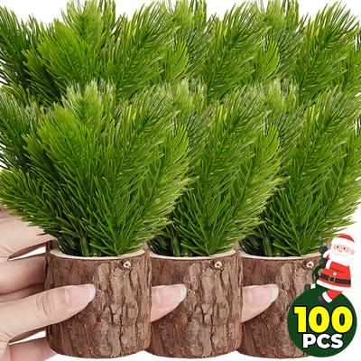 100/10 Stücke Weihnachten Künstliche Tannennadeln Gefälschte Tannenzweige DIY Girlande Grüne Blätter Blumen Xmas Party Dekoration Lieferungen