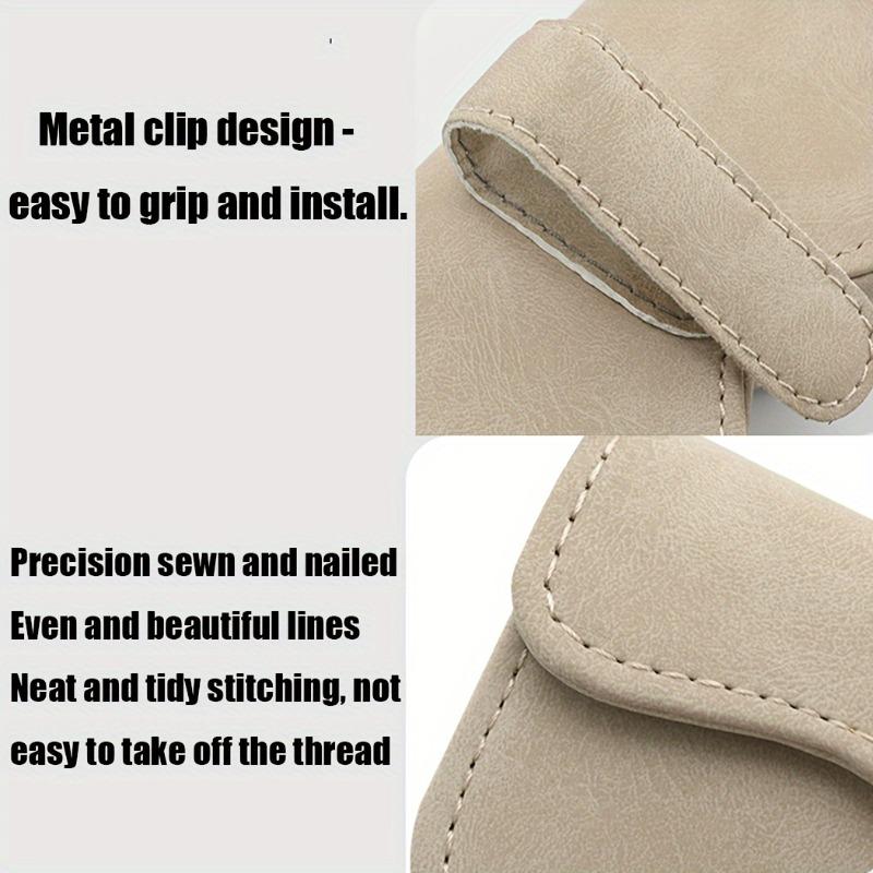 Suport ochelari de soare pentru parasolar auto, Etui din piele pentru depozitarea ochelarilor de vedere auto cu închidere magnetică ascunsă