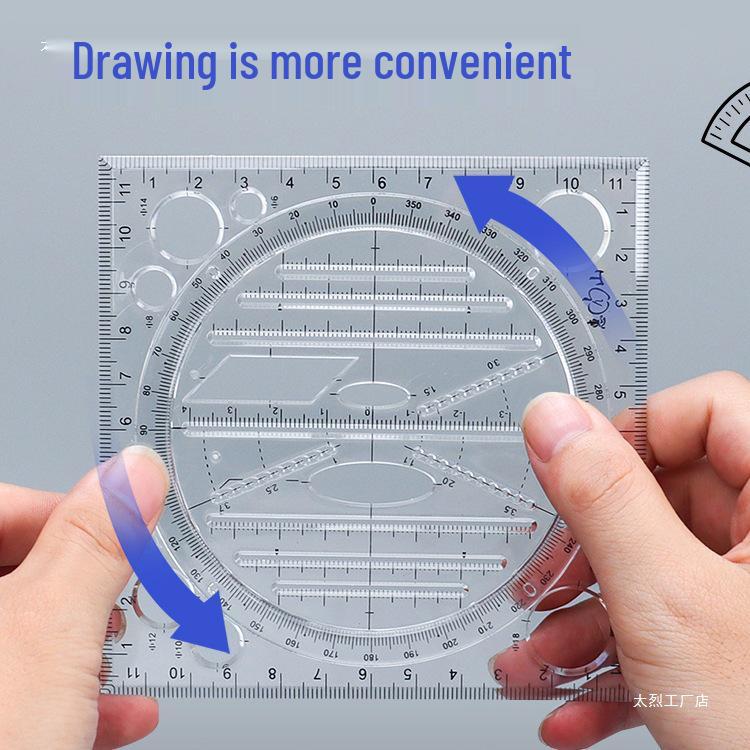 Multifunctional Geometric Drawing and Circle Template Ruler