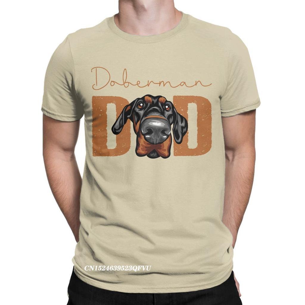 Men Doberman Dad Dog Tops T Shirts Animal Pet Oversized Pure Cotton Novelty Harajuku Crewneck Tees Aesthetic Camisas T-Shirt
